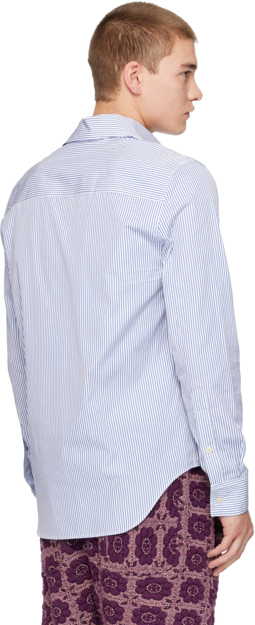 Edward Cuming Blue Pin-Tuck Lung Shirt