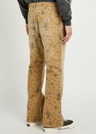 Saint Mxxxxxx Dr. Woo Printed Straight-leg Canvas Trousers Beige