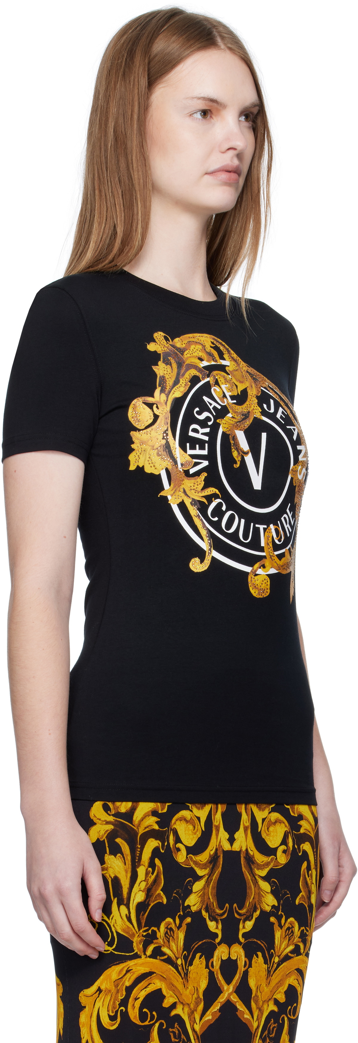 Versace Jeans Couture Black Printed T-shirt