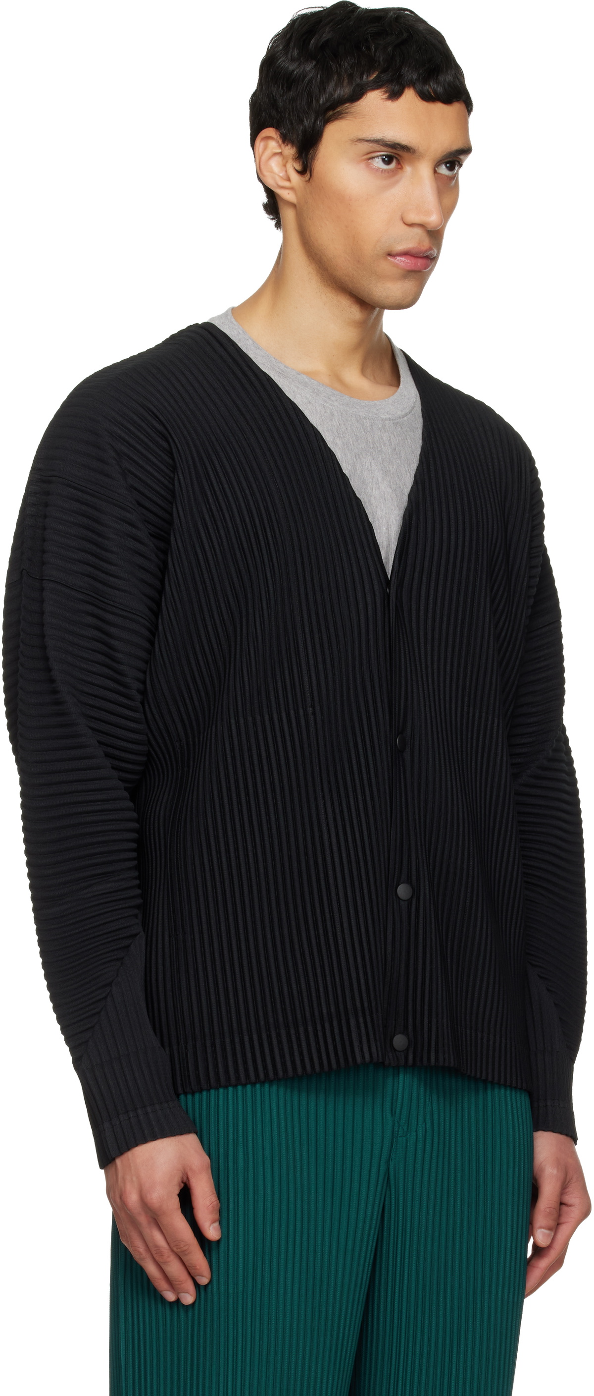 未使用　HOMME PLISSE カーディガン Homme Plissé Issey Miyake Men's Pleated Cardigan in Black Homme