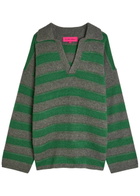 The Elder Statesman Dune Striped Cashmere Rugby Jumper Dark Green