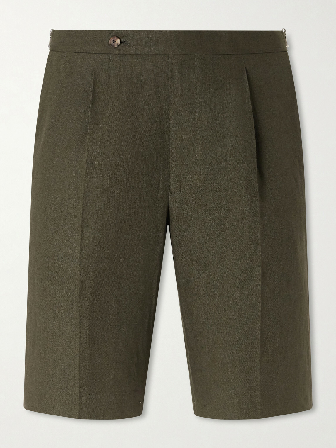 De Petrillo - Straight-Leg Pleated Linen Shorts - Green