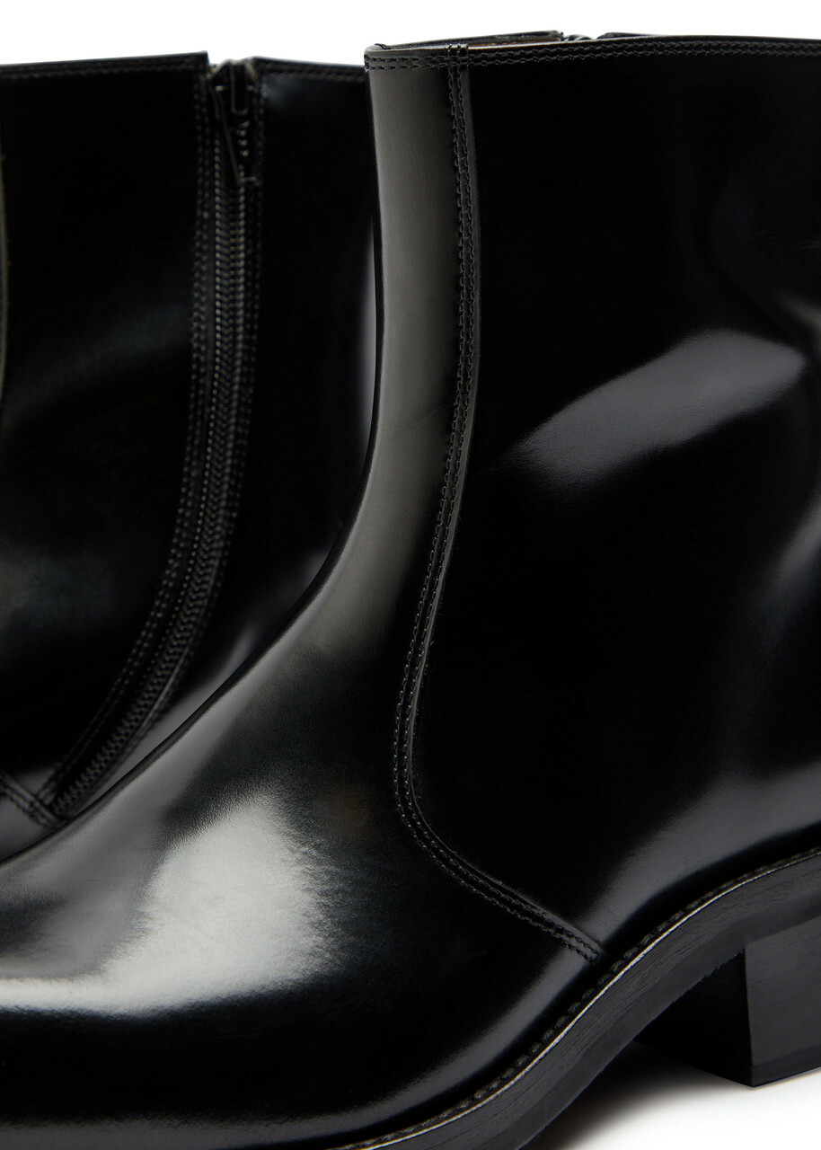 Lemaire Patent Leather Chelsea Boots Black