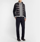 Moncler - Slim-Fit Appliquéd Striped Cotton Rollneck Sweater - Men - Black