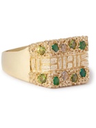 Bleue Burnham - Sissinghurst 9-Karat Gold, Emerald and Sapphire Signet Ring - Gold