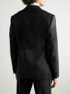 Mr P. - Double-Breasted Slim-Fit Satin-Trimmed Virgin Wool-Twill Tuxedo Jacket - Black