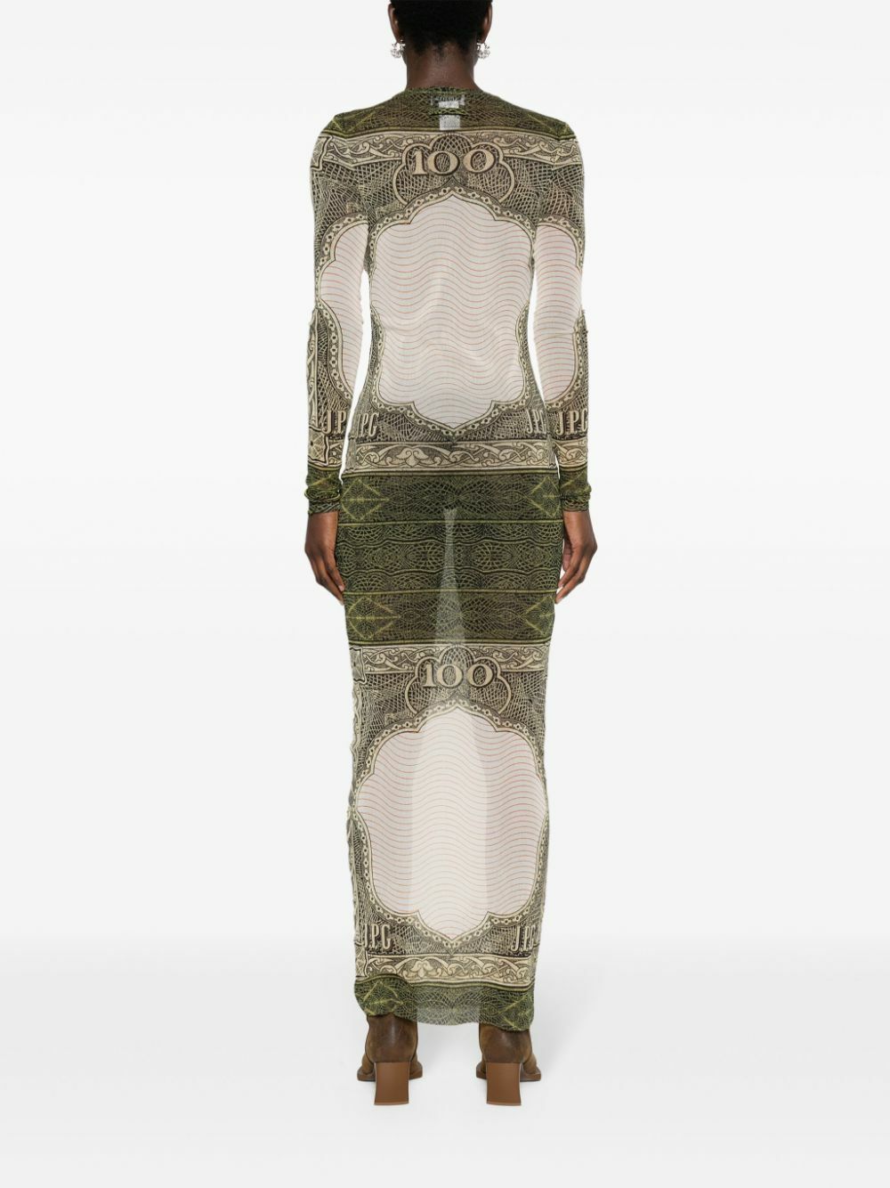 Jean Paul Gaultier Green The Cartouche-Print Midi Dress Jean Paul Gaultier