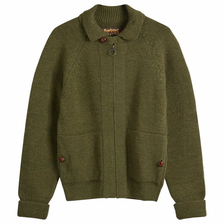 Photo: Barbour Men's TO KI TO Paxman Zip Cardigan in Dark Olive