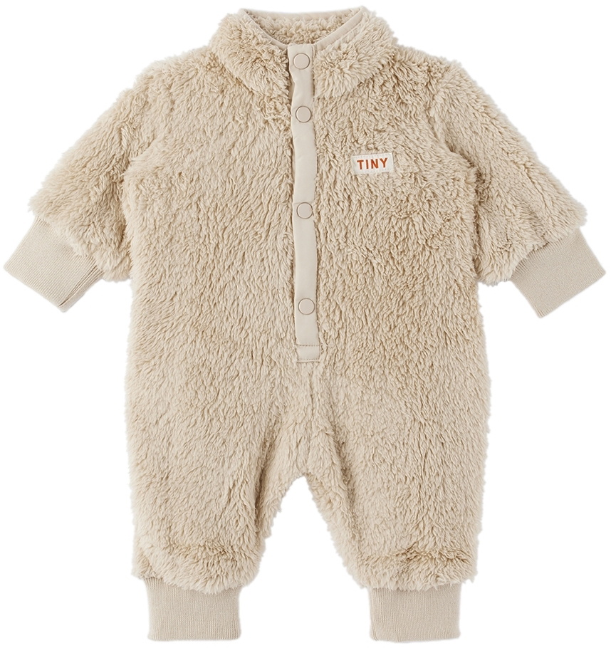 TINYCOTTONS Baby Beige Press-Stud Jumpsuit