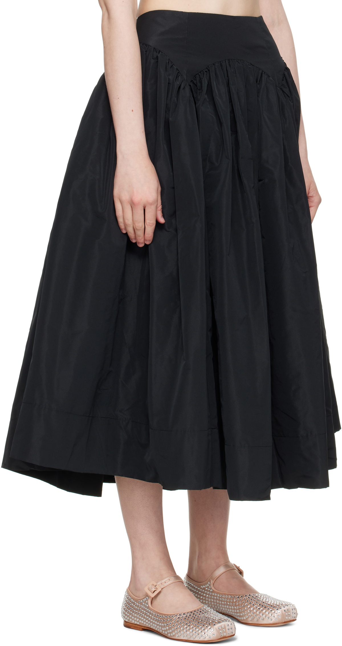 Sandy Liang Black Torcello Midi Skirt