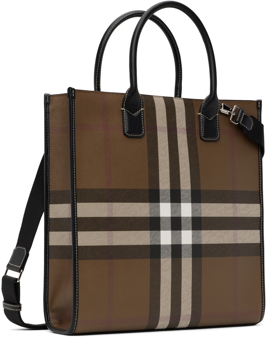 Burberry Brown & Black Exaggerated Check Tote Burberry