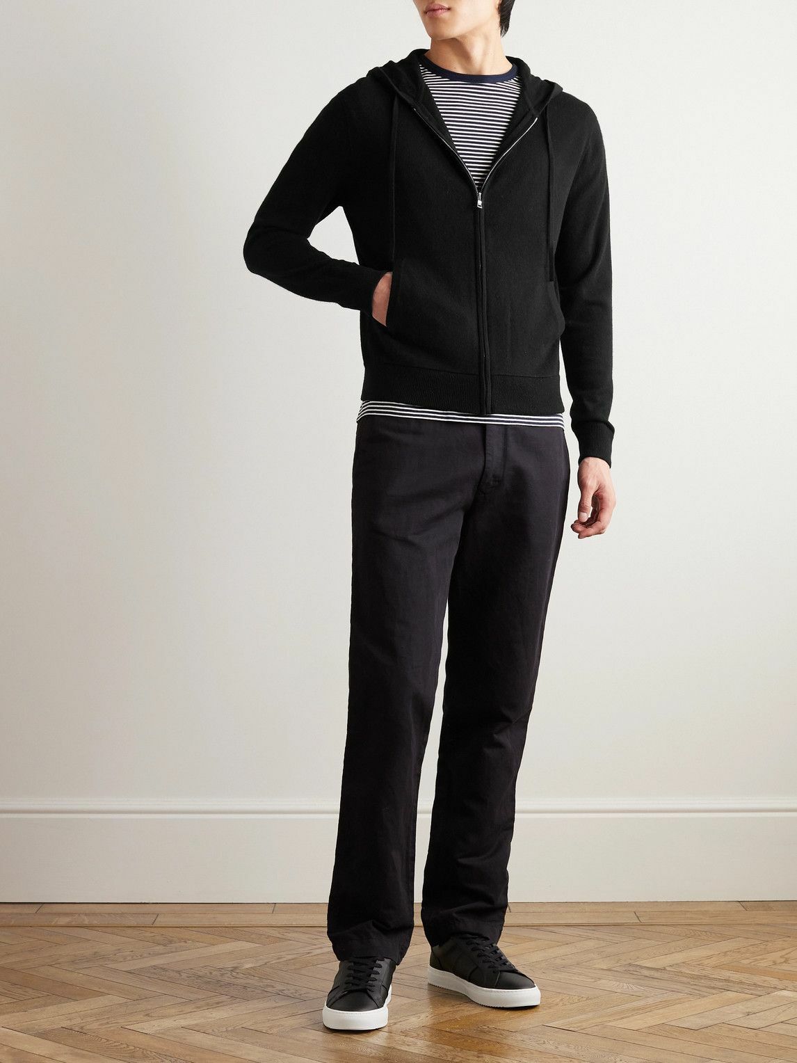Mr P. - Wool and Cashmere-Blend Zip-Up Hoodie - Black