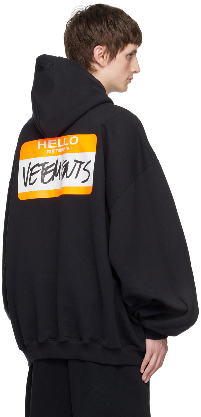 VETEMENTS Black 'My Name Is' Hoodie Vetements