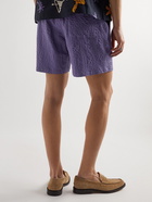 A Kind Of Guise - Volta Straight-Leg Stretch-Cotton Seersucker Drawstring Shorts - Purple