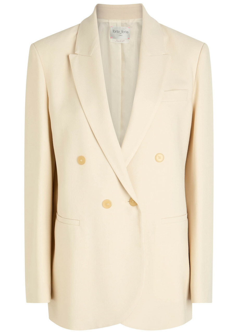 Forte_forte Double-breasted Wool-blend Blazer Cream