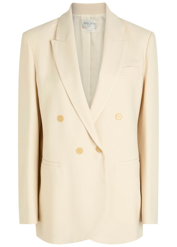 Photo: Forte_forte Double-breasted Wool-blend Blazer Cream
