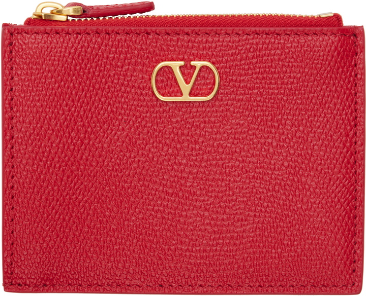 Photo: Valentino Garavani Red VLogo Signature Grainy Calfskin Card Holder