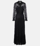 Ulla Johnson Soraya polka-dot tie-neck mesh maxi dress