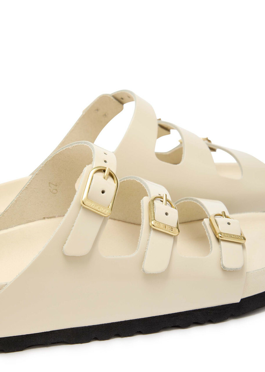 Birkenstock Florida Patent Leather Sliders Ecru