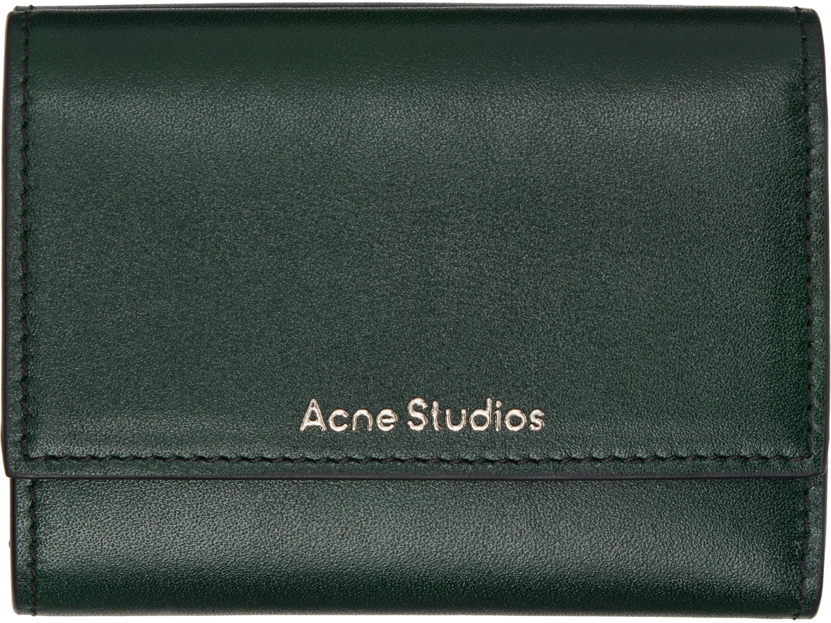 Acne Studios Green Trifold Leather Wallet Acne Studios display picture 2