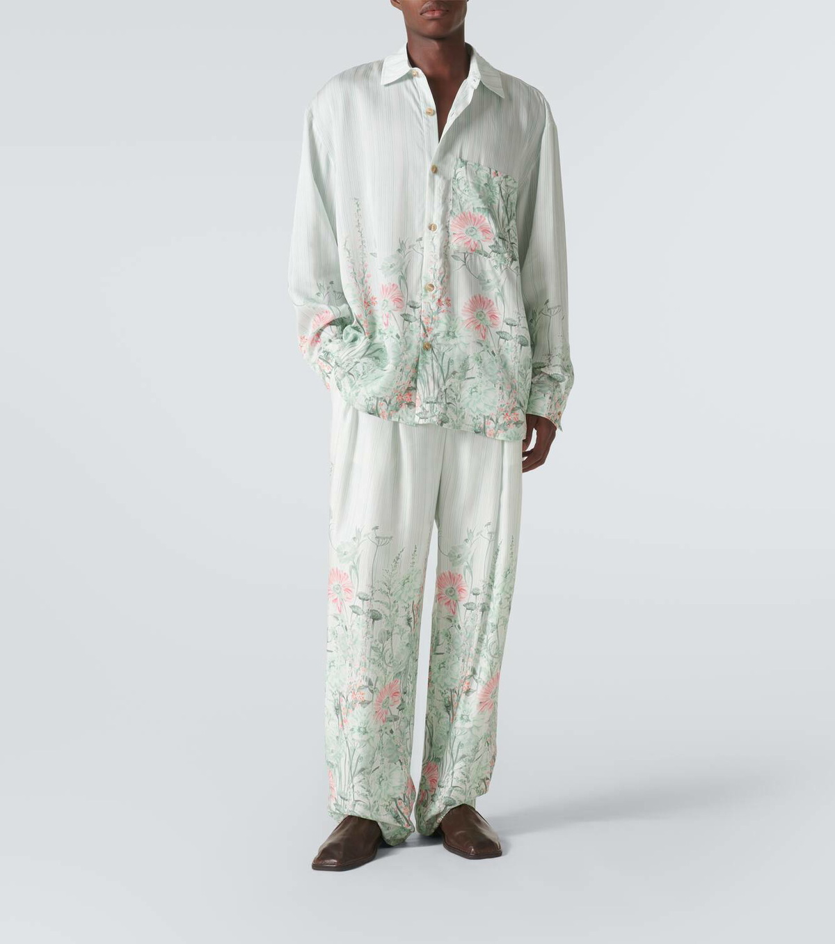 King & Tuckfield Oversized floral striped shirt