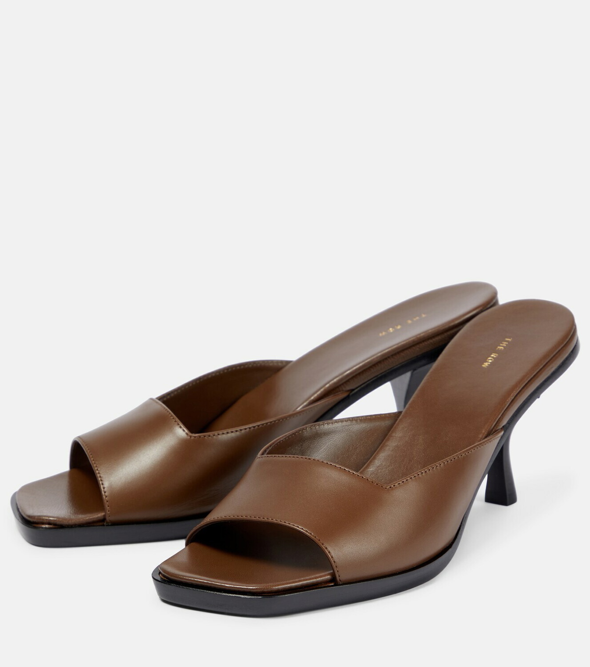 the row chocolate leather mules