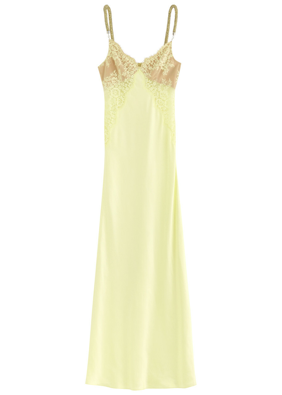 Self-portrait X Christopher Kane Lace and Satin Maxi Dress Yellow Self- Portrait