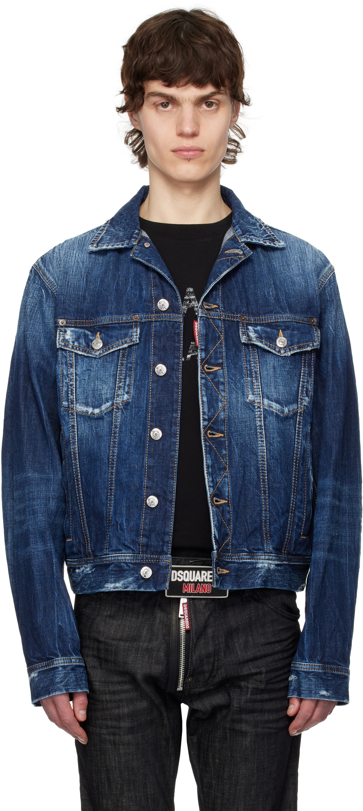 Dsquared2 Blue Be Cool Be Nice Wash L.A. Jean Denim Jacket