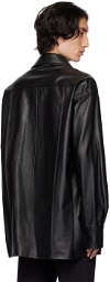 MM6 Maison Margiela Black Pinched Seams Leather Jacket