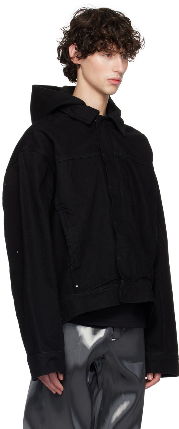 HELIOT EMIL Black Hooded Denim Jacket