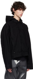 HELIOT EMIL Black Hooded Denim Jacket