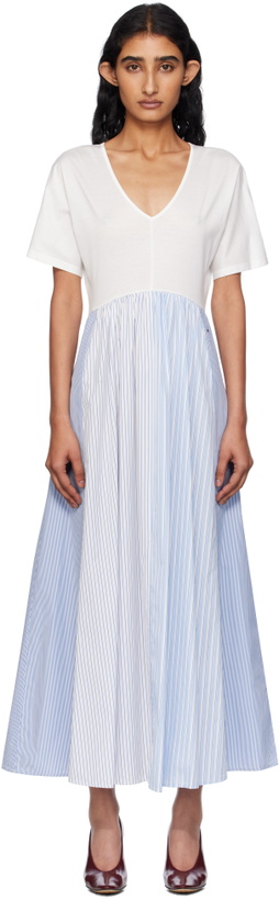 Photo: Weekend Max Mara White & Blue Bronzo Midi Dress