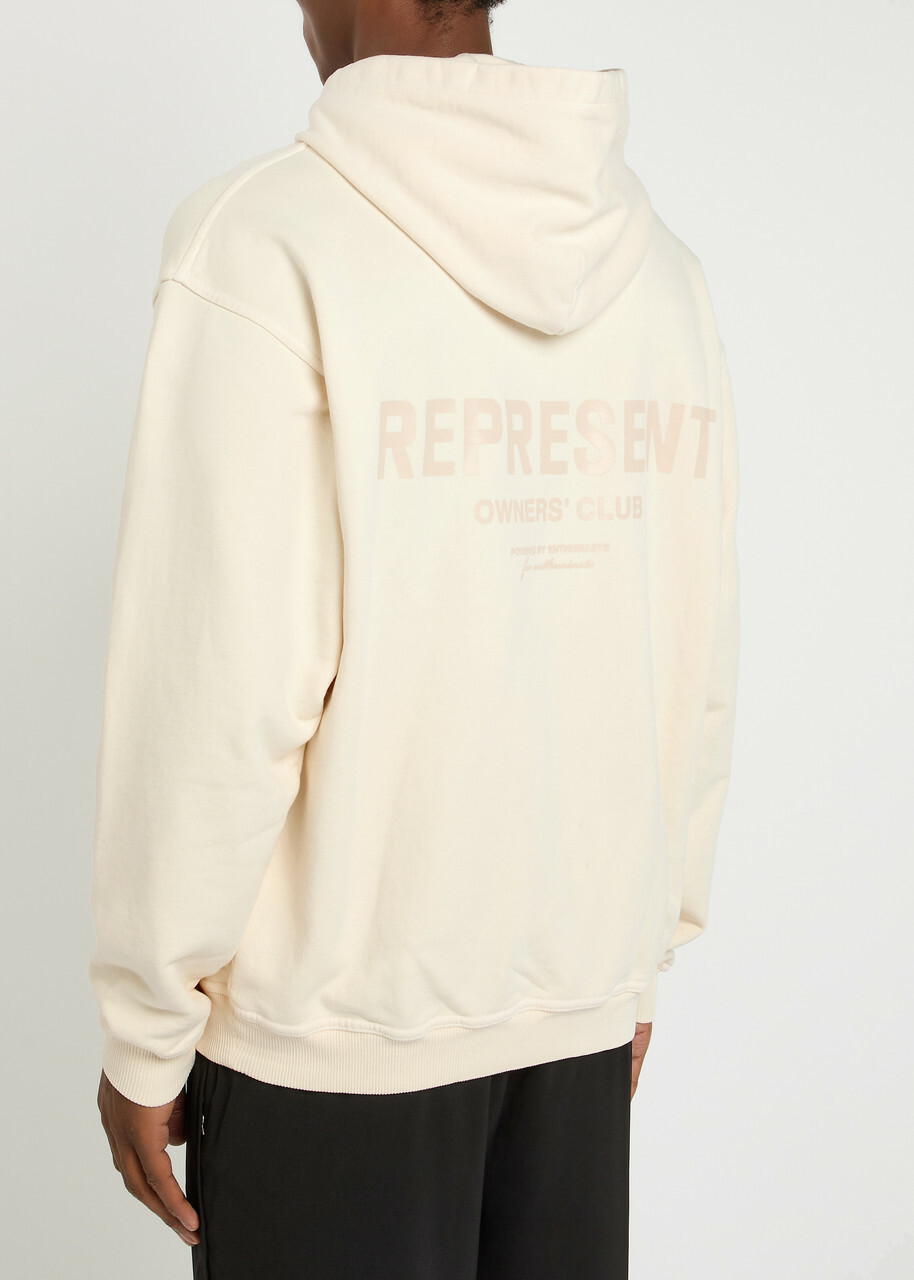 Represent Owners Club Hooded Cotton Sweatshirt Cream