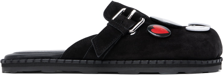 Photo: Moschino Black Cow Suede Sporty Mules