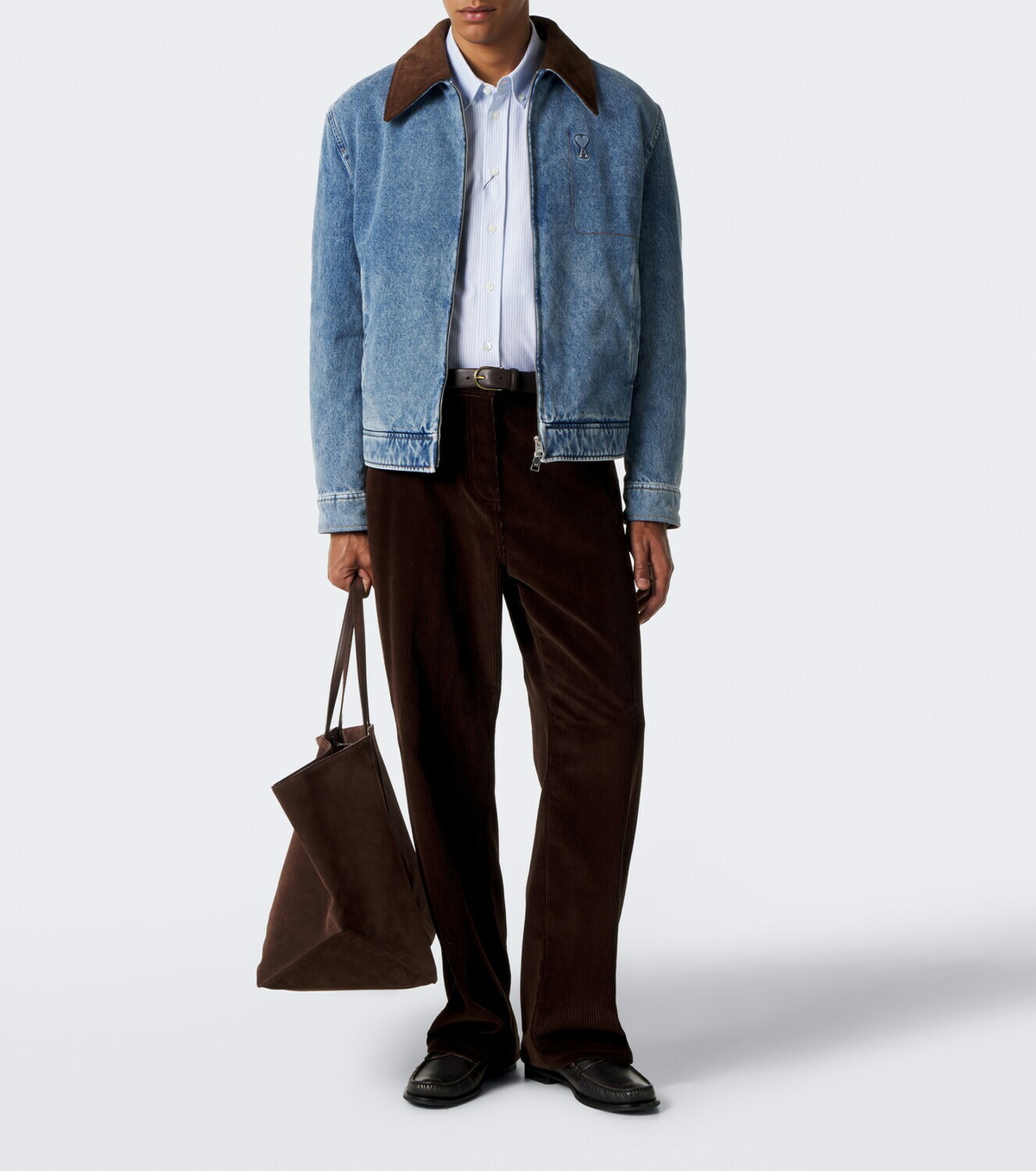 Ami Paris Ami de Coeur corduroy-trimmed denim jacket