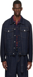 Dries Van Noten Navy Flap Pocket Denim Jacket