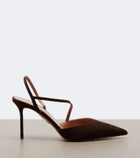 Aquazzura Dynasty suede slingback pumps