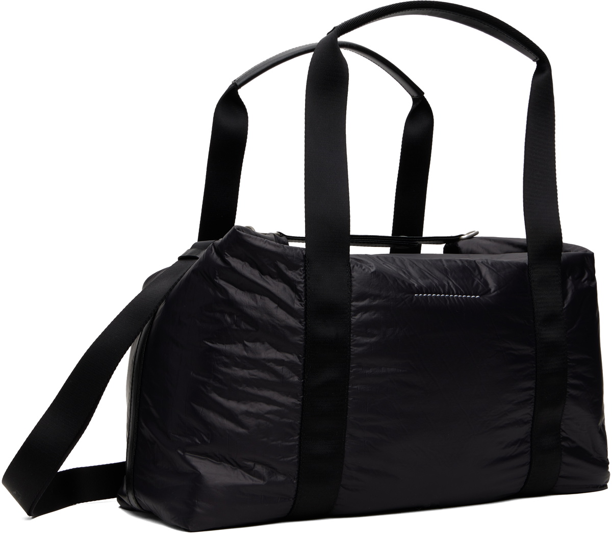 MM6 Maison Margiela Black Crunched Nylon Weekend Bag