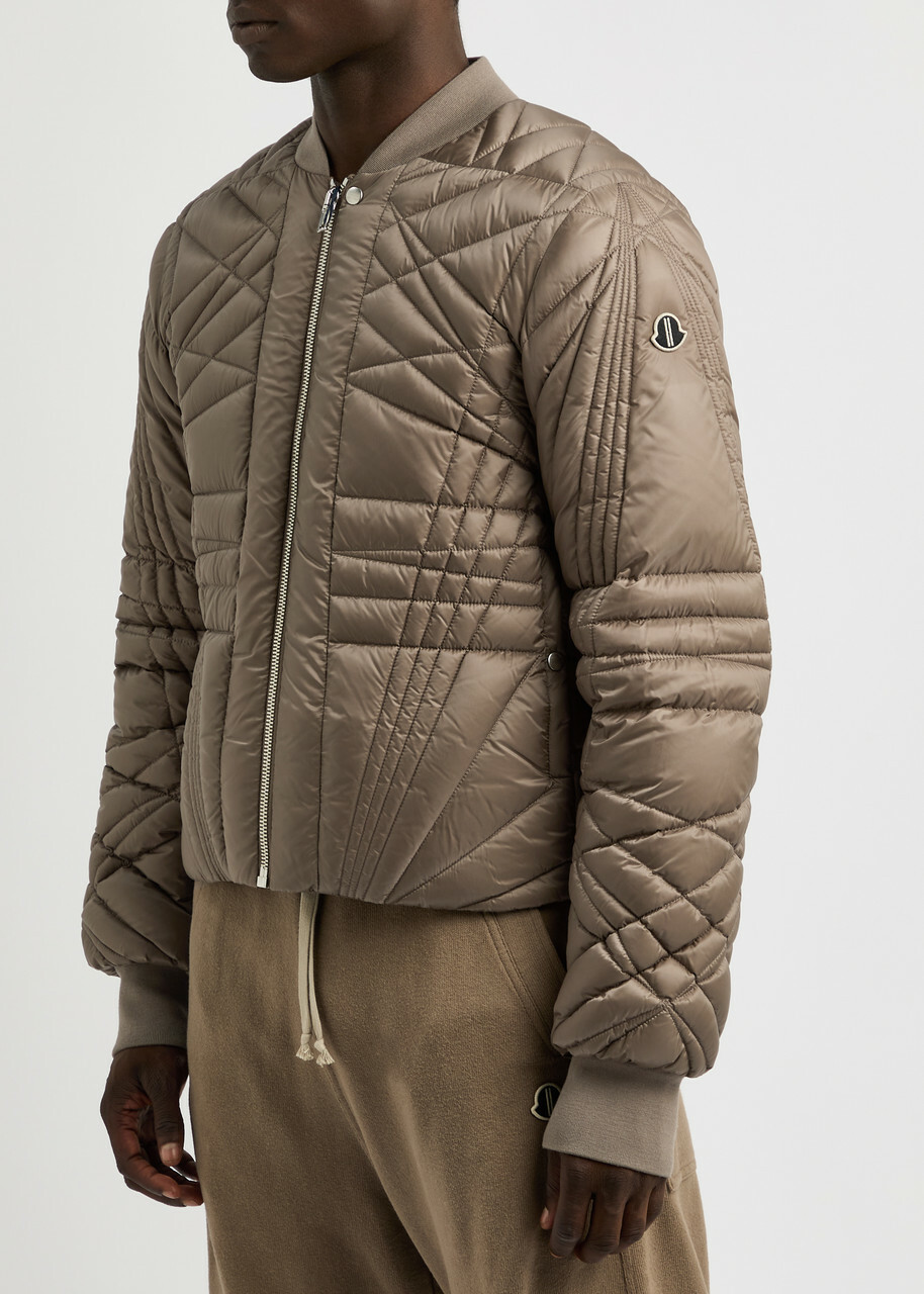 Rick Owens X Moncler Megapenta Flight Quilted Shell Jacket Taupe