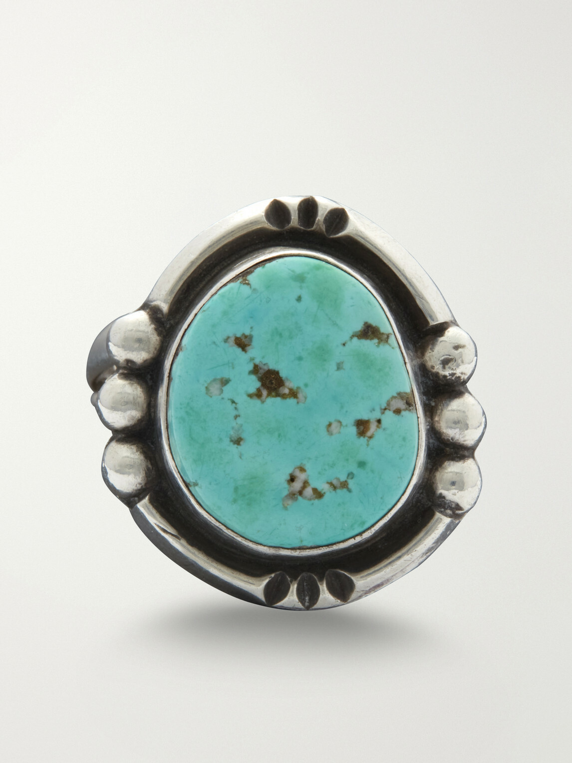 FOUNDWELL - Vintage 1970s Sterling Silver Turquoise Ring - Blue