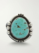 FOUNDWELL - Vintage 1970s Sterling Silver Turquoise Ring - Blue
