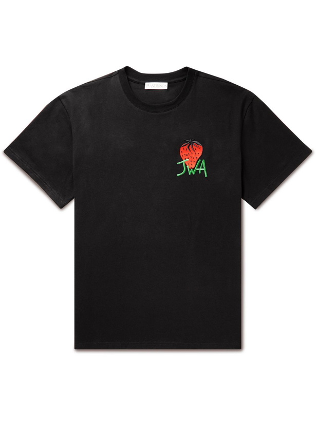 Photo: JW Anderson - Logo-Embroidered Cotton-Jersey T-Shirt - Black