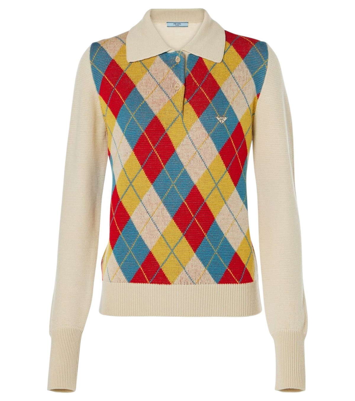 Prada Argyle intarsia wool polo sweater Prada