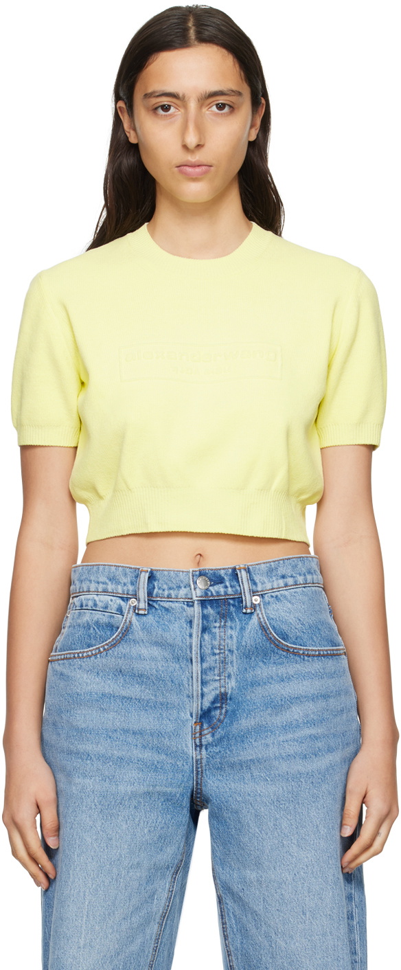 Alexander Wang Yellow Cropped T-Shirt