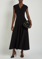 Another Tomorrow Cut-out Stretch-wool Midi Dress Black