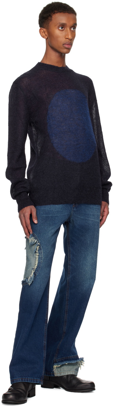 Edward Cuming Navy Open Heart Sweater