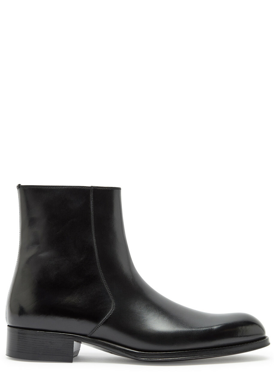 Tom Ford Leather Ankle Boots Black