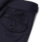 Rubinacci - Manny Navy Tapered Pleated Stretch-Virgin Wool Twill Trousers - Blue