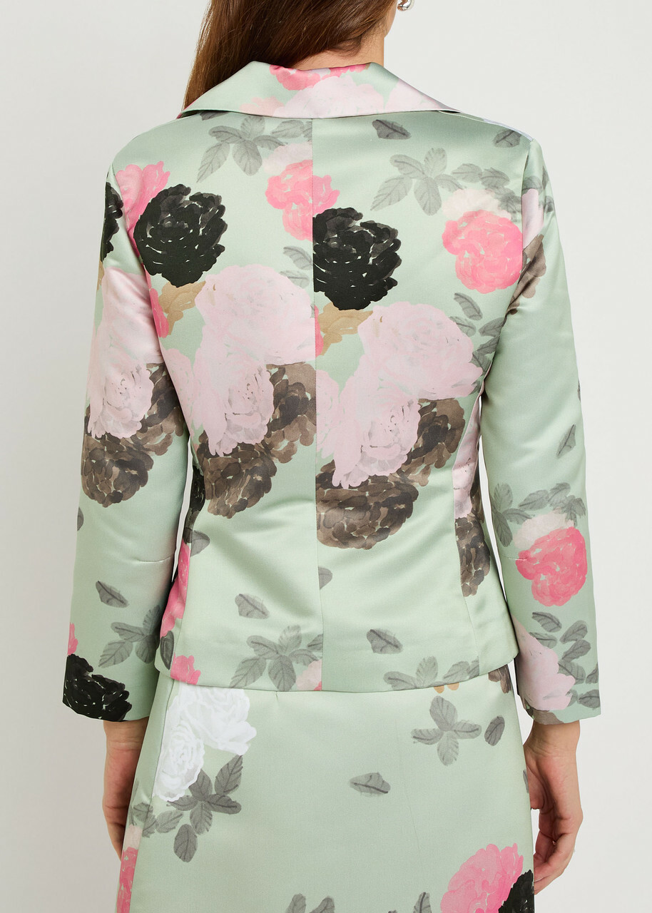 Bernadette Elle Floral-print Satin Jacket Green