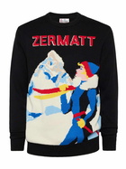 MC2 Saint Barth Crewneck Sweater Heron With Zermatt Postcard Jacquard